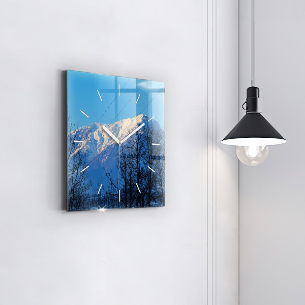 Square glass wall clock Mountain view