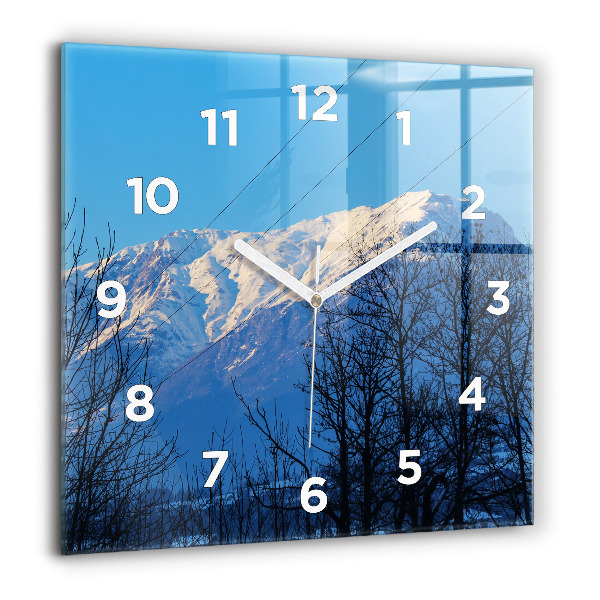 Square glass wall clock Mountain view