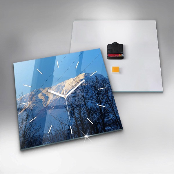 Square glass wall clock Mountain view