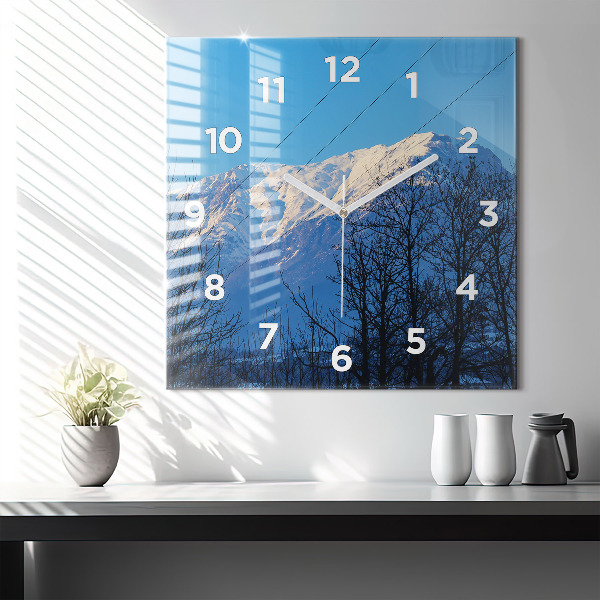 Square glass wall clock Mountain view
