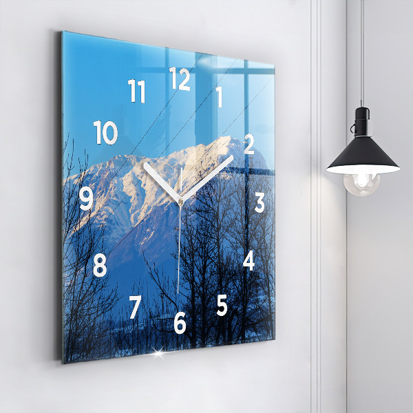 Square glass wall clock Mountain view
