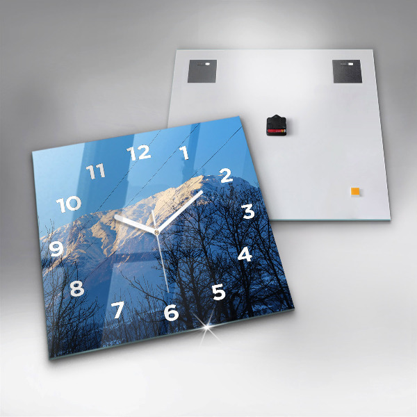 Square glass wall clock Mountain view