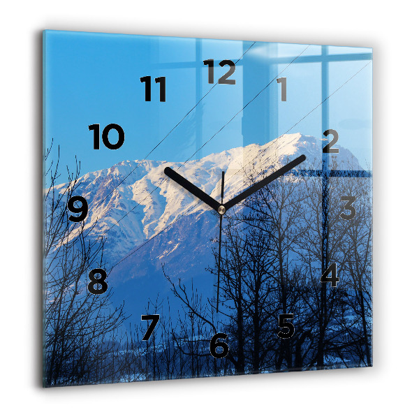 Square glass wall clock Mountain view