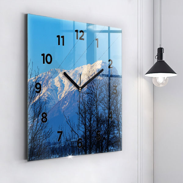Square glass wall clock Mountain view