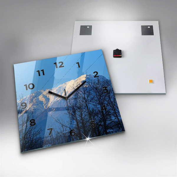 Square glass wall clock Mountain view
