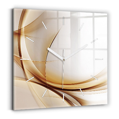 Square glass wall clock Golden abstraction