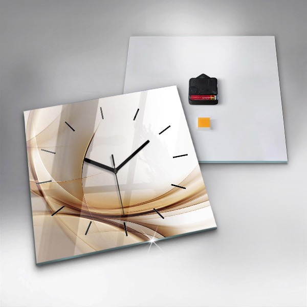 Square glass wall clock Golden abstraction