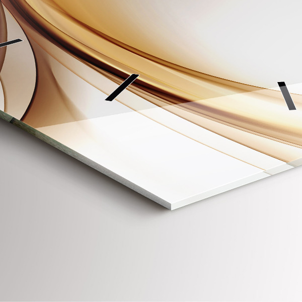 Square glass wall clock Golden abstraction
