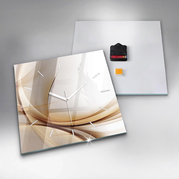 Square glass wall clock Golden abstraction