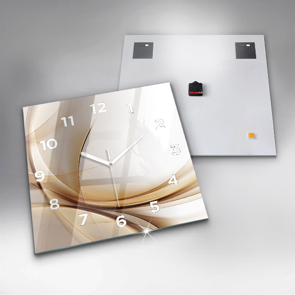 Square glass wall clock Golden abstraction
