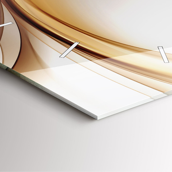 Square glass wall clock Golden abstraction