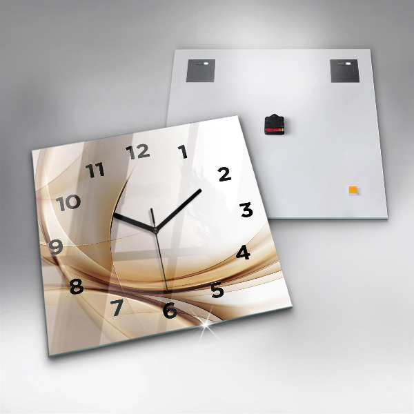 Square glass wall clock Golden abstraction