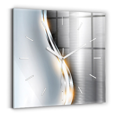 Square glass wall clock Metal abstraction
