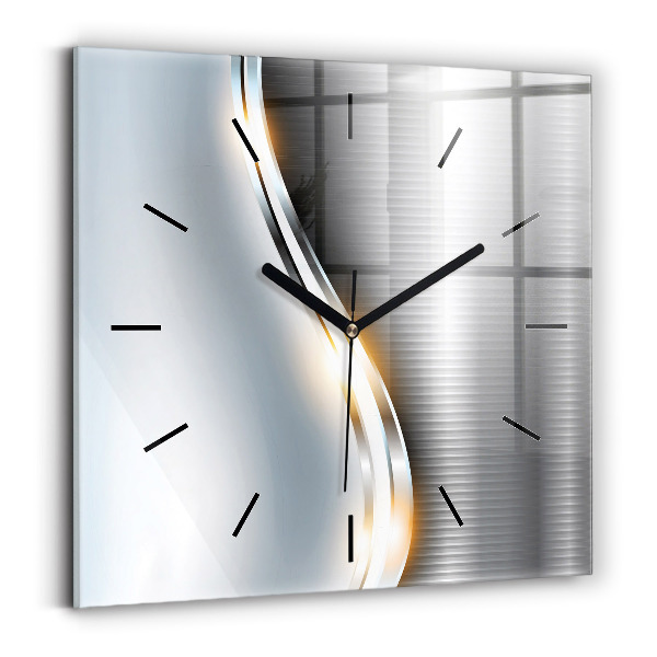Square glass wall clock Metal abstraction