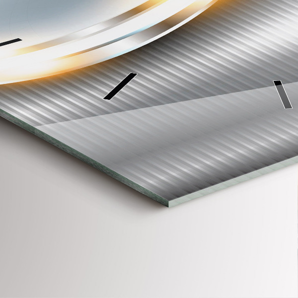 Square glass wall clock Metal abstraction