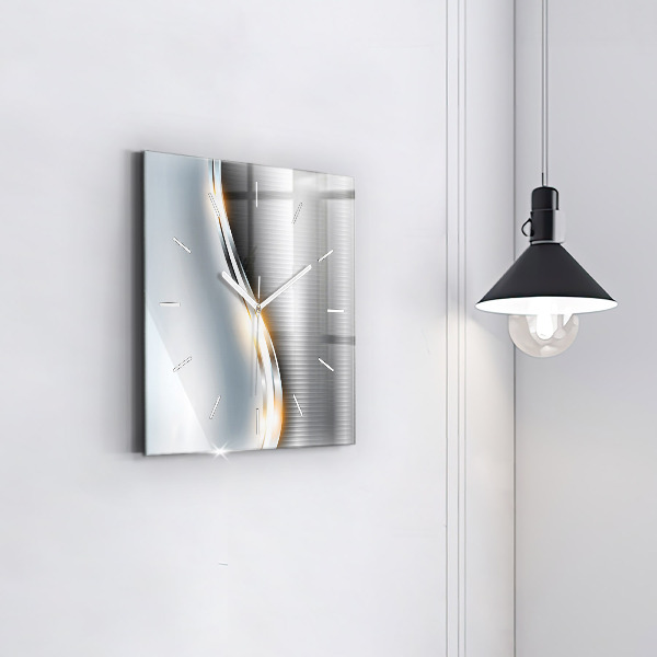 Square glass wall clock Metal abstraction