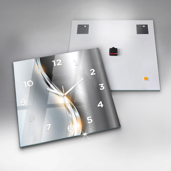 Square glass wall clock Metal abstraction