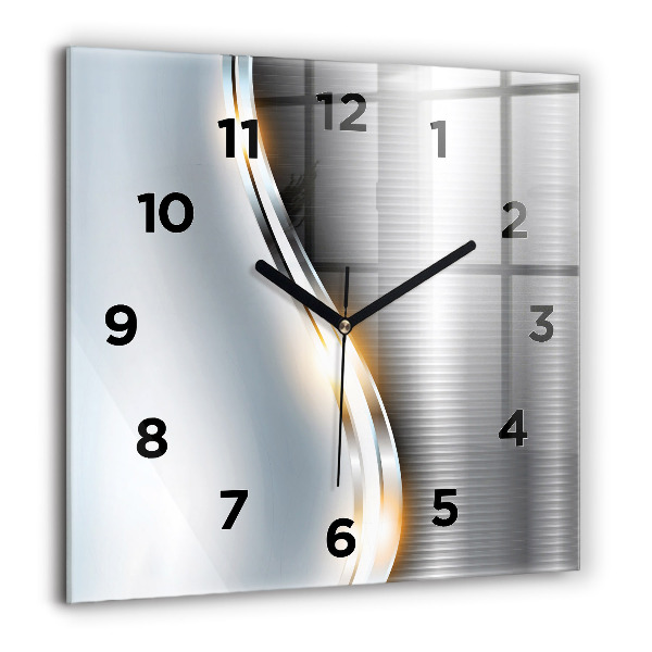 Square glass wall clock Metal abstraction