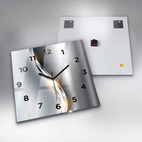 Square glass wall clock Metal abstraction
