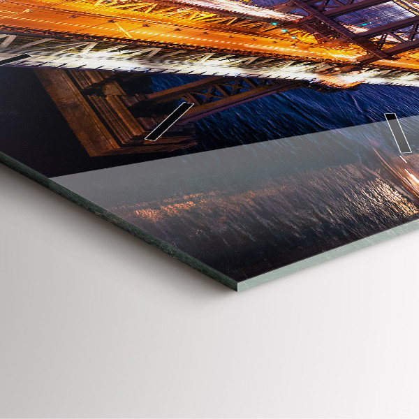 Square glass wall clock New York and the sunset