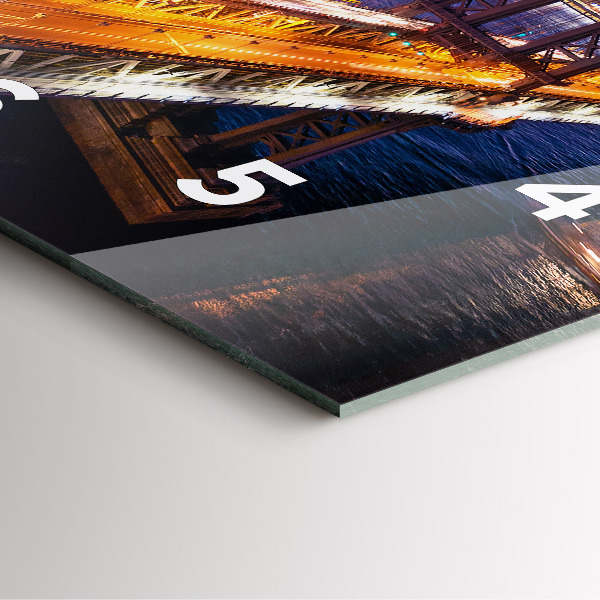 Square glass wall clock New York and the sunset