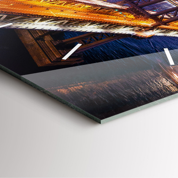 Square glass wall clock New York and the sunset