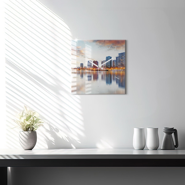 Square glass wall clock Panorama with the Eiffel Tower