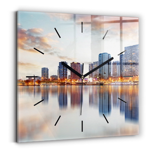Square glass wall clock Panorama with the Eiffel Tower