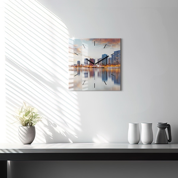 Square glass wall clock Panorama with the Eiffel Tower