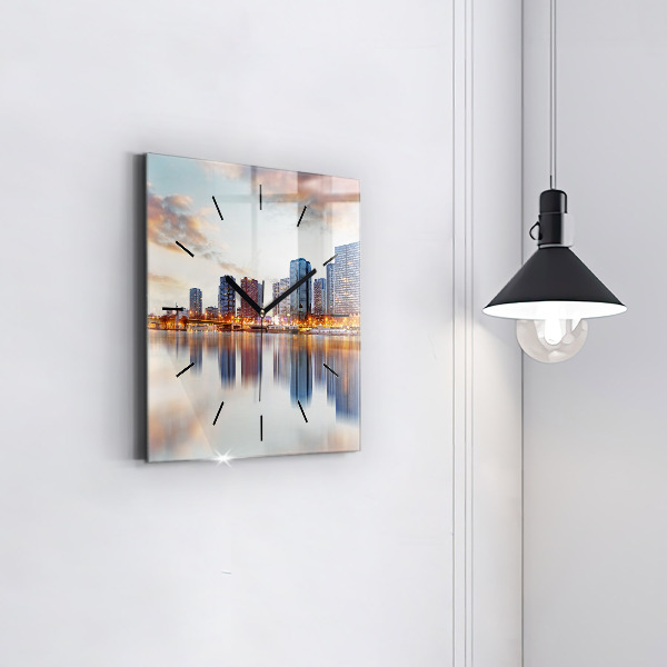 Square glass wall clock Panorama with the Eiffel Tower
