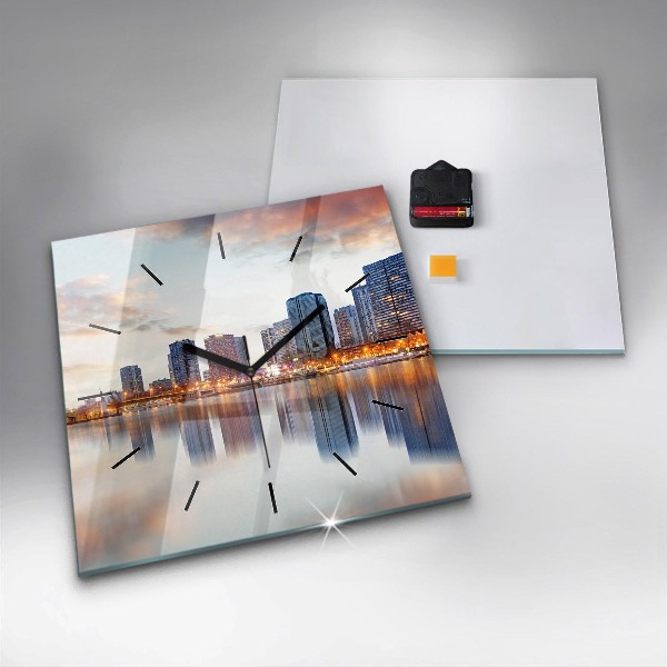 Square glass wall clock Panorama with the Eiffel Tower