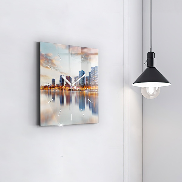 Square glass wall clock Panorama with the Eiffel Tower