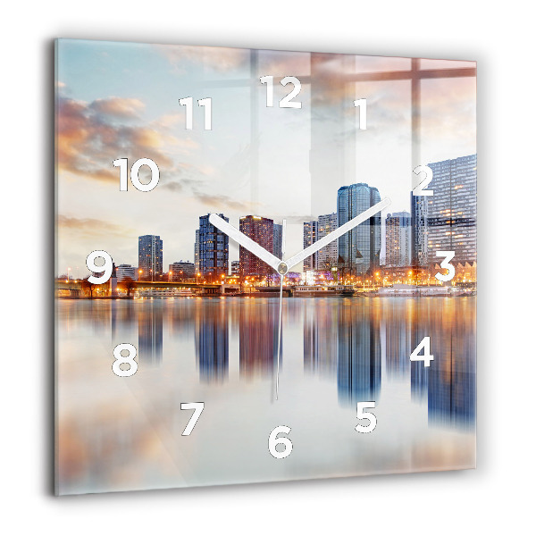 Square glass wall clock Panorama with the Eiffel Tower