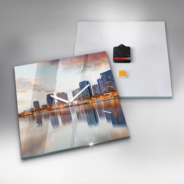 Square glass wall clock Panorama with the Eiffel Tower