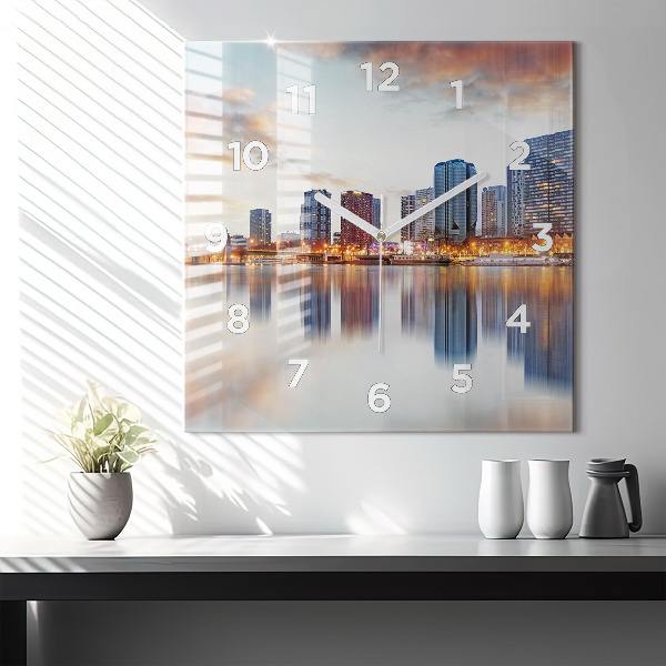 Square glass wall clock Panorama with the Eiffel Tower