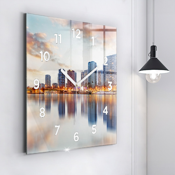 Square glass wall clock Panorama with the Eiffel Tower