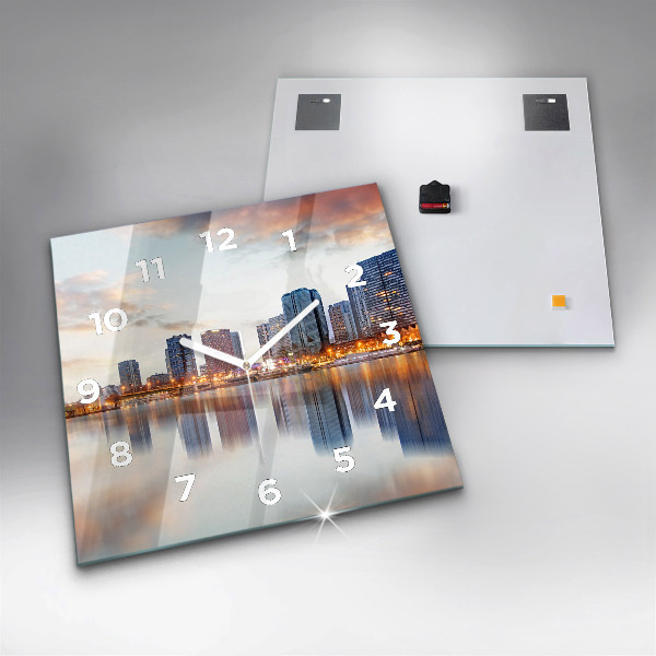 Square glass wall clock Panorama with the Eiffel Tower