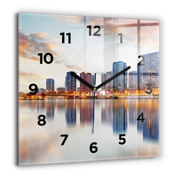 Square glass wall clock Panorama with the Eiffel Tower