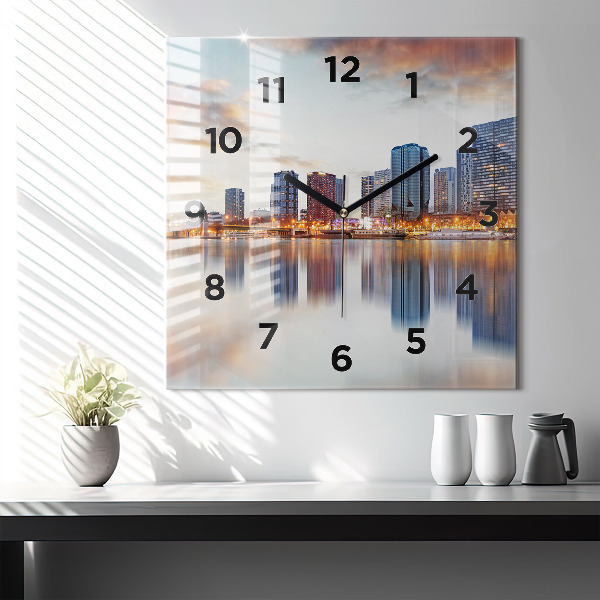 Square glass wall clock Panorama with the Eiffel Tower