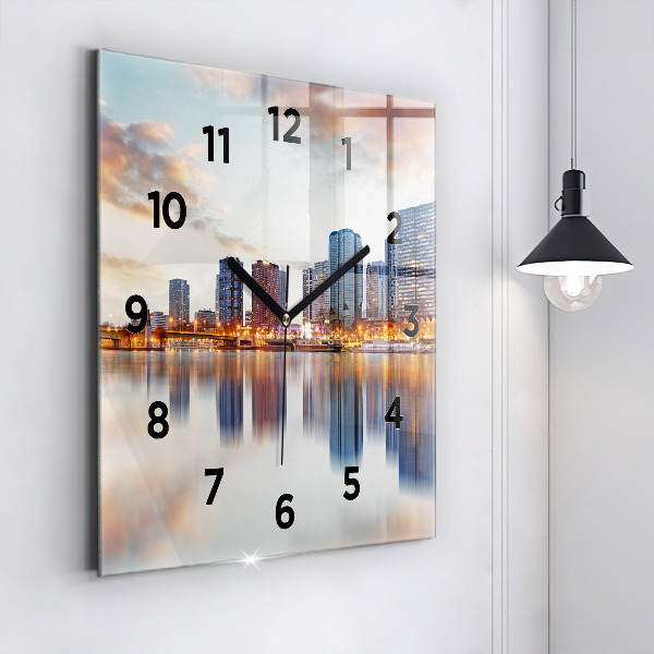 Square glass wall clock Panorama with the Eiffel Tower