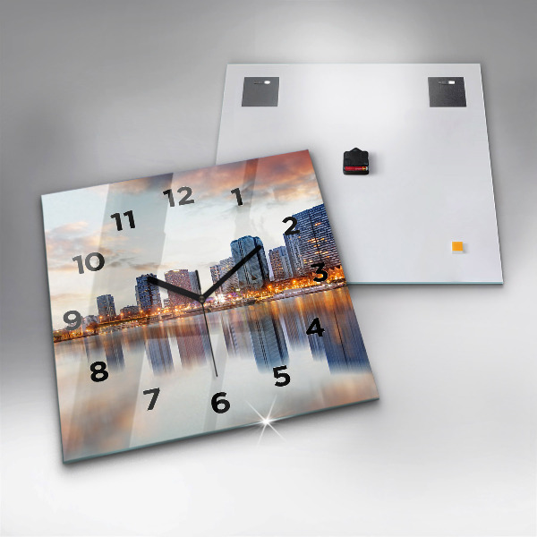 Square glass wall clock Panorama with the Eiffel Tower