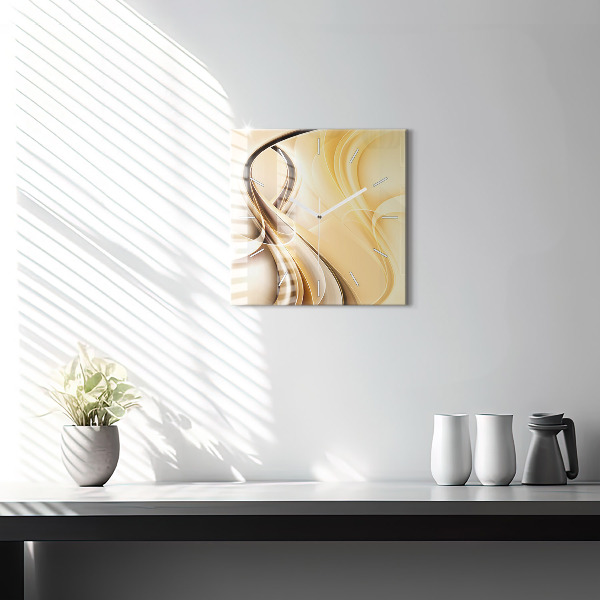 Square glass wall clock Abstraction waves