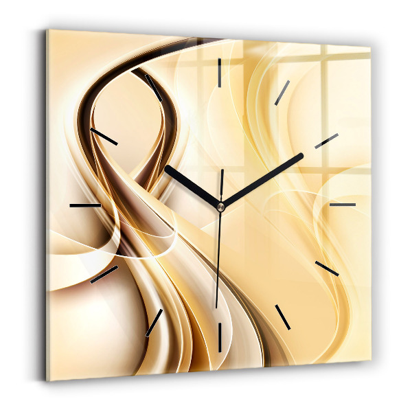 Square glass wall clock Abstraction waves