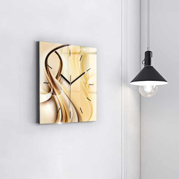 Square glass wall clock Abstraction waves