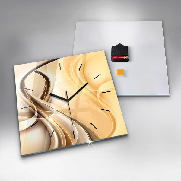 Square glass wall clock Abstraction waves