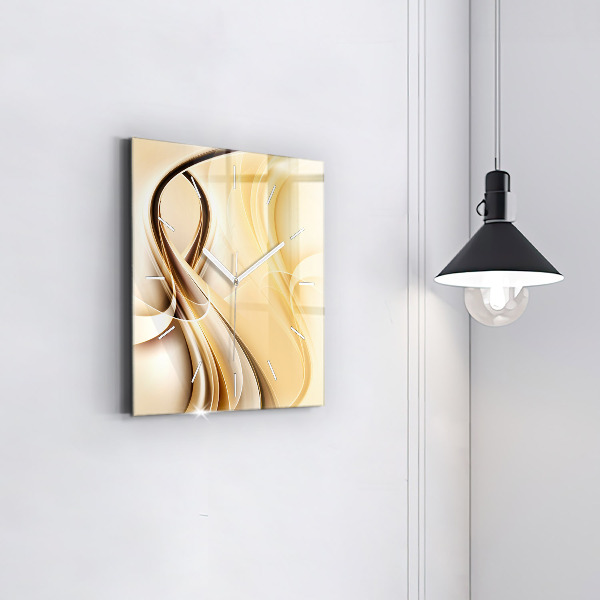 Square glass wall clock Abstraction waves