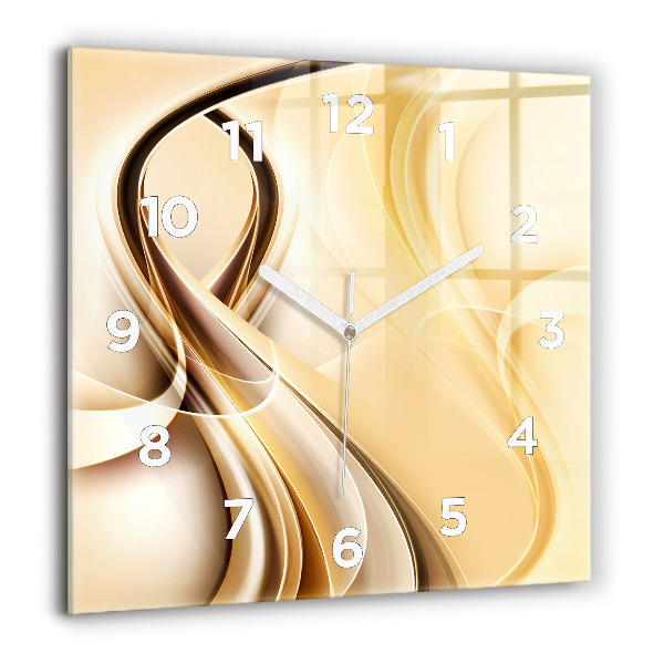Square glass wall clock Abstraction waves