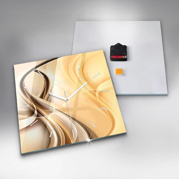 Square glass wall clock Abstraction waves