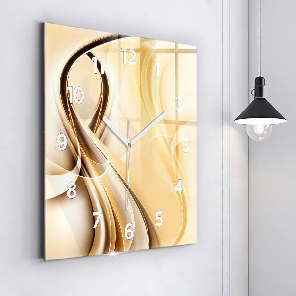 Square glass wall clock Abstraction waves