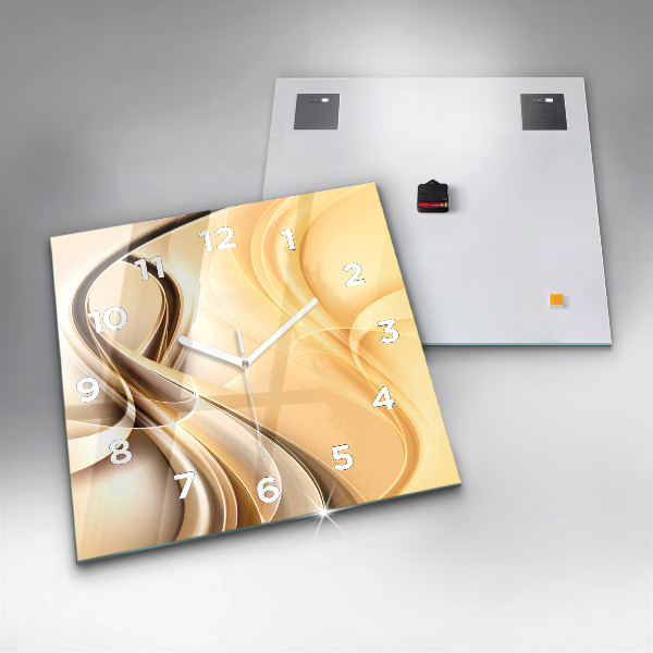 Square glass wall clock Abstraction waves